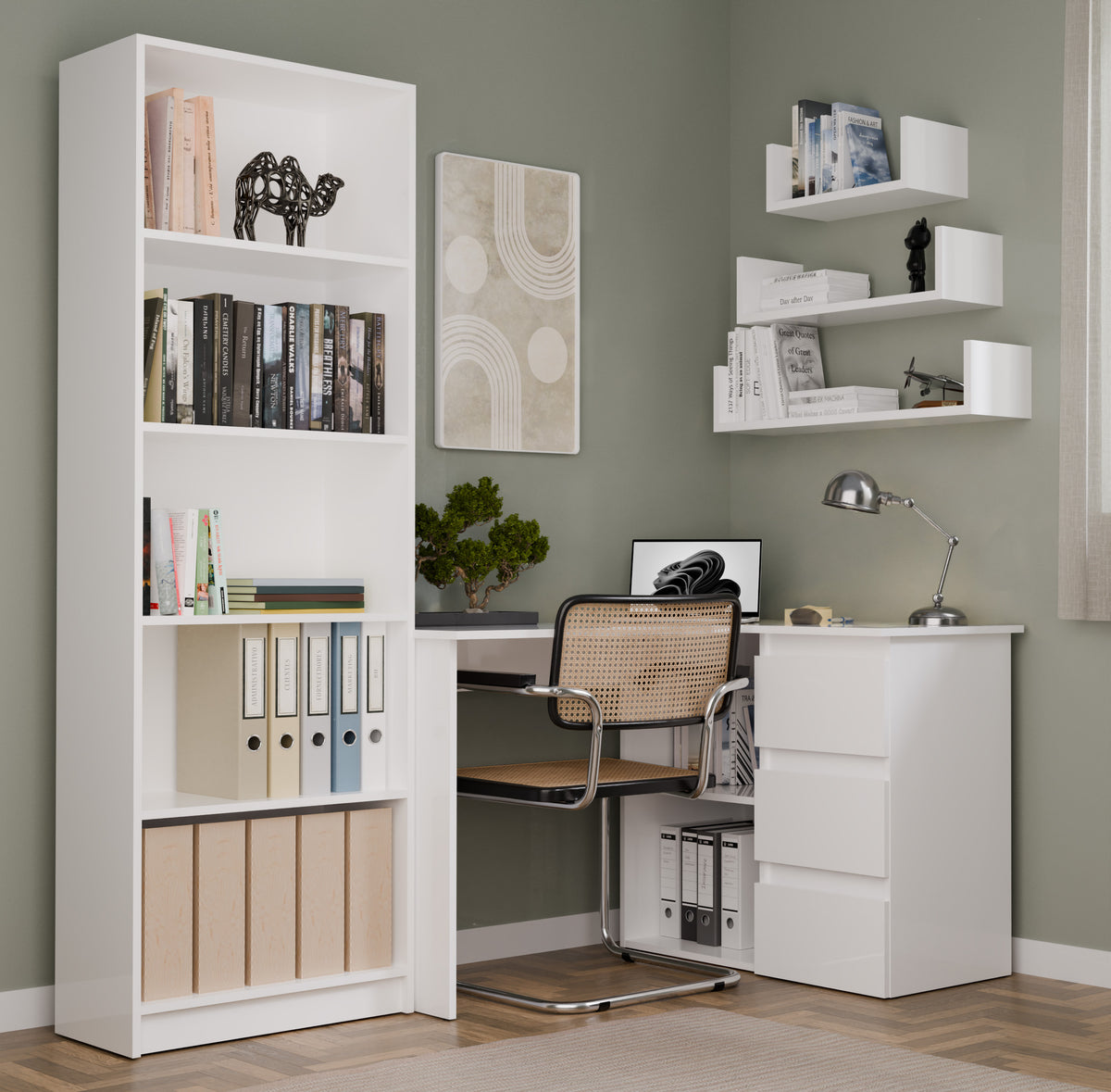 NICEA DROIT Bureau d'angle avec 3 tiroirs