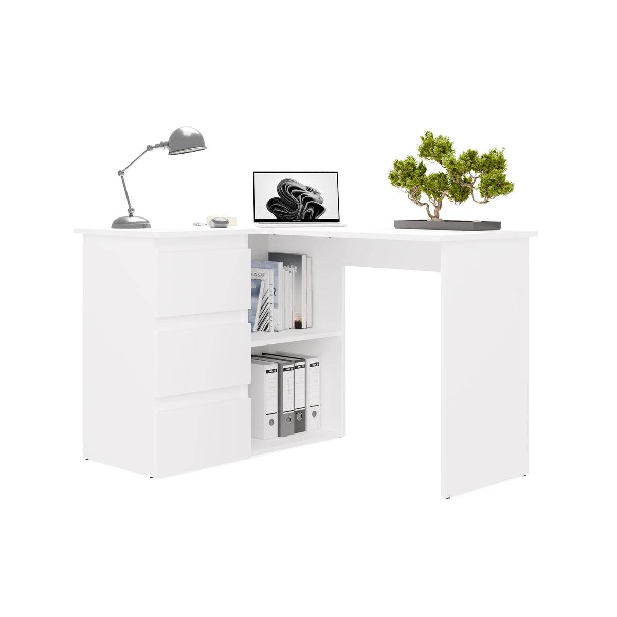 NICEA GAUCHE Bureau d’angle avec 3 tiroirs