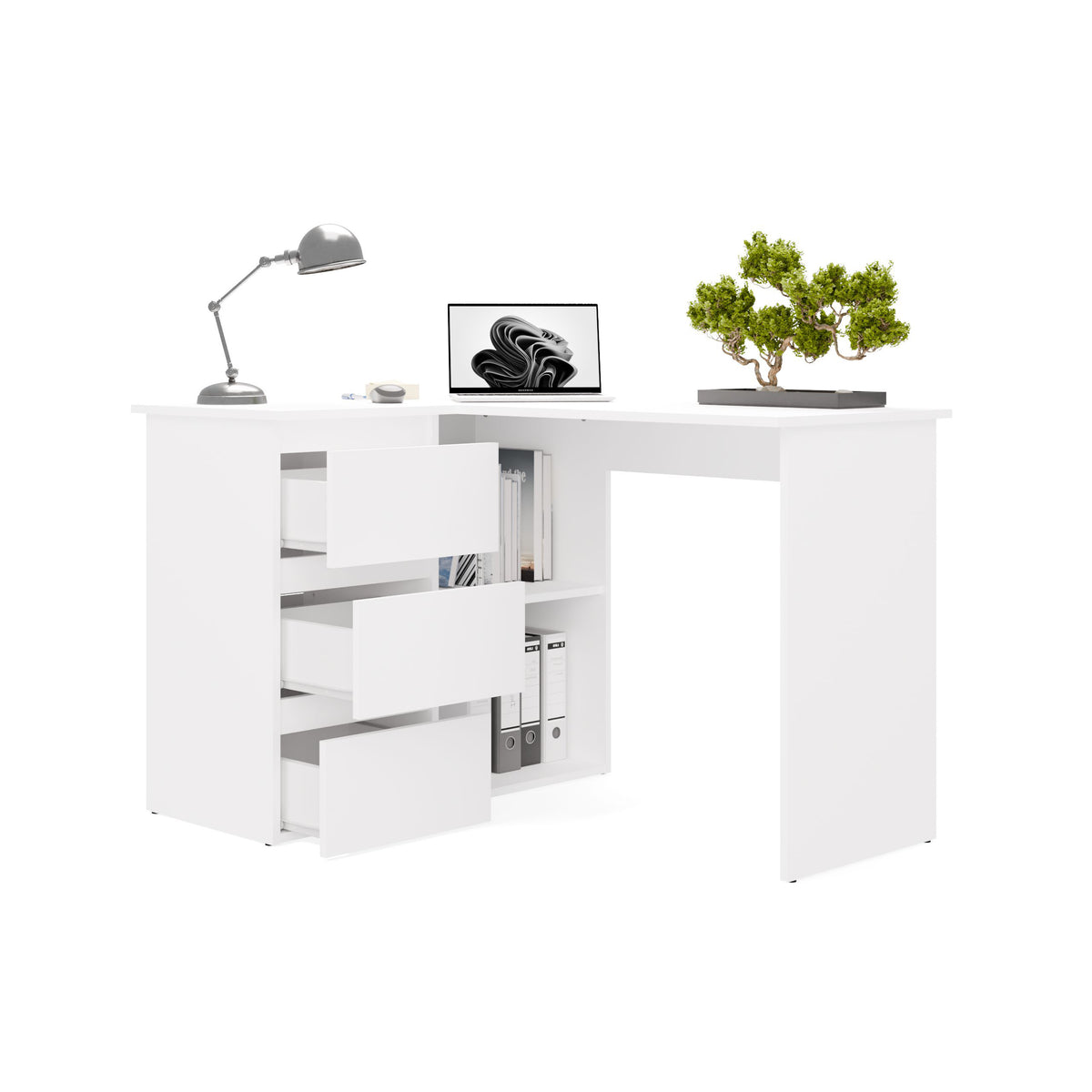 NICEA GAUCHE Bureau d’angle avec 3 tiroirs