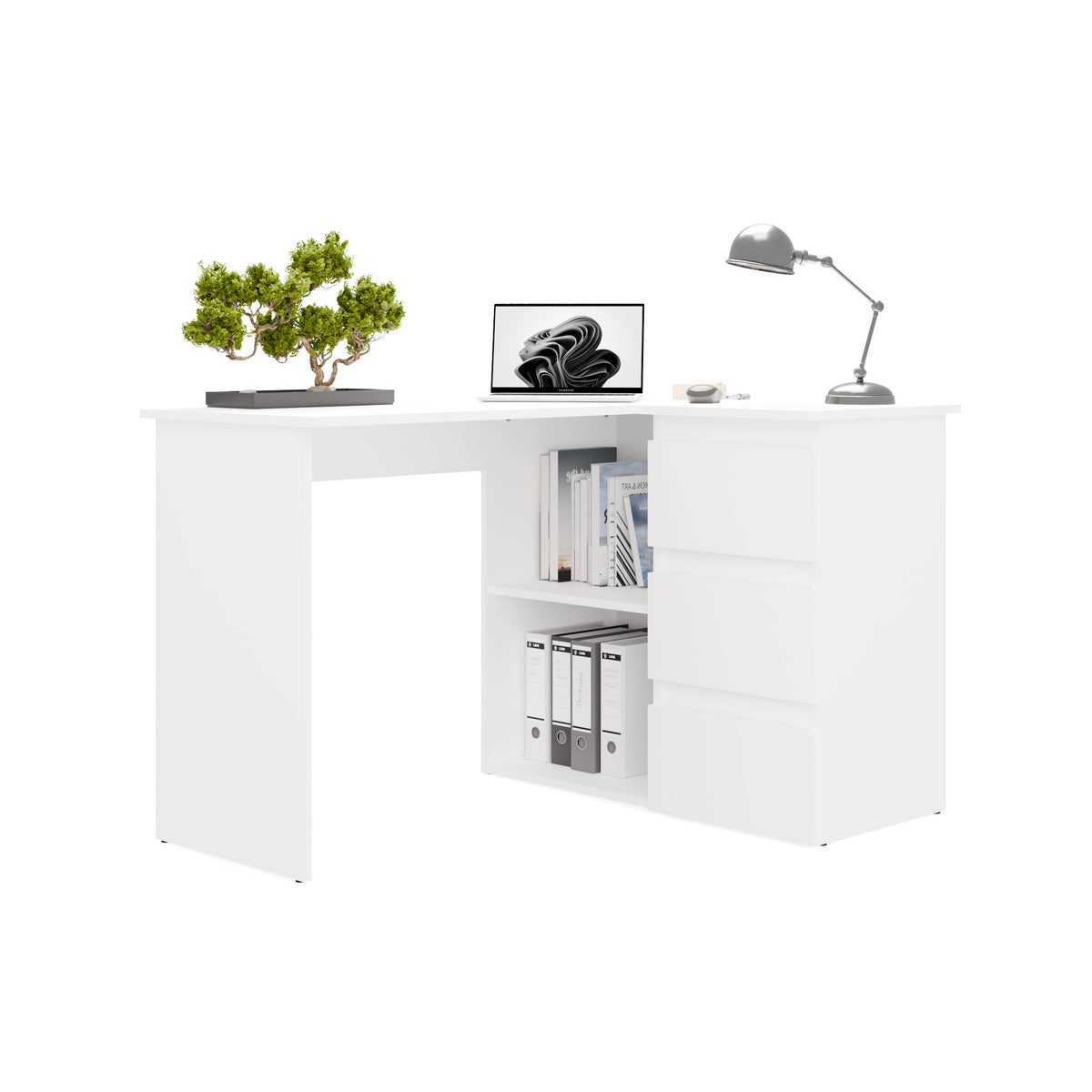 NICEA DROIT Bureau d'angle avec 3 tiroirs