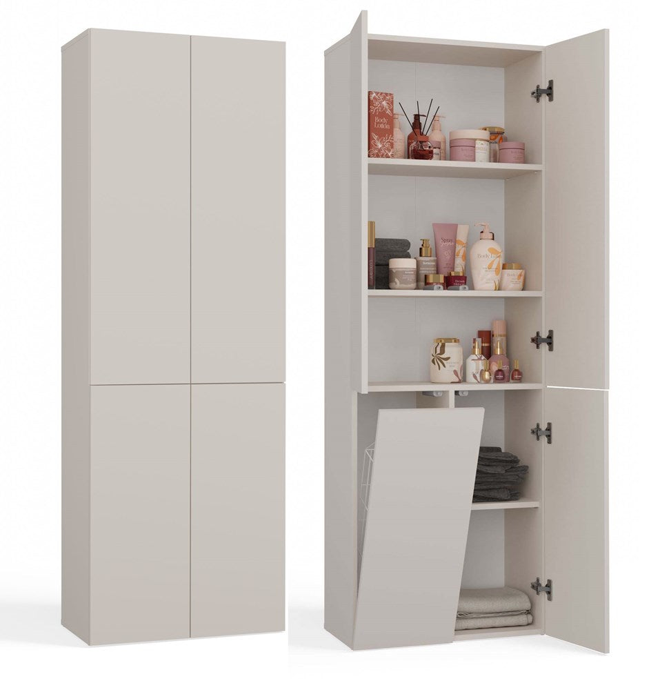 NEL 1K DD - Armoire de salle de bain avec panier à linge