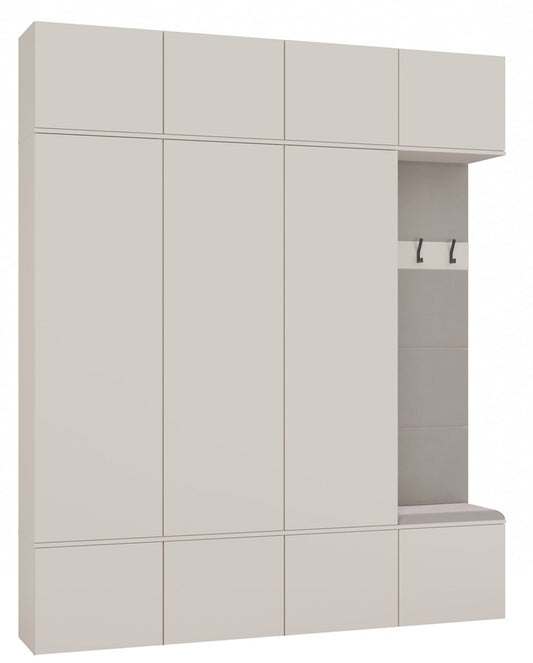HAGA - Ensemble d’entrée avec 3 armoires + porte-manteau + banc