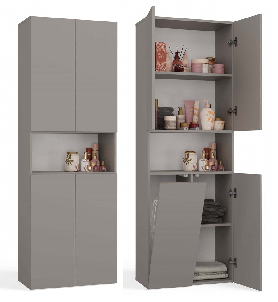 NEL 1K DK - Armoire de salle de bain avec panier à linge