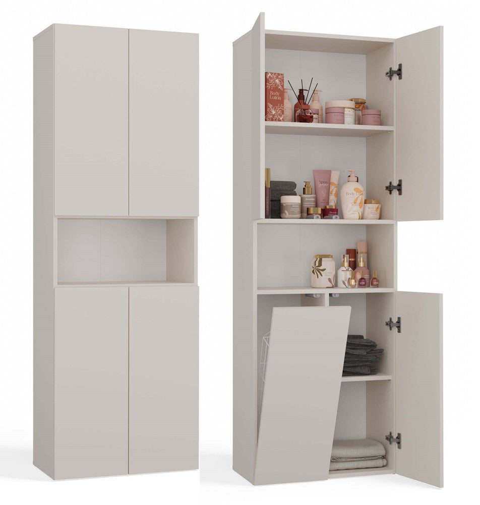 NEL 1K DK - Armoire de salle de bain avec panier à linge