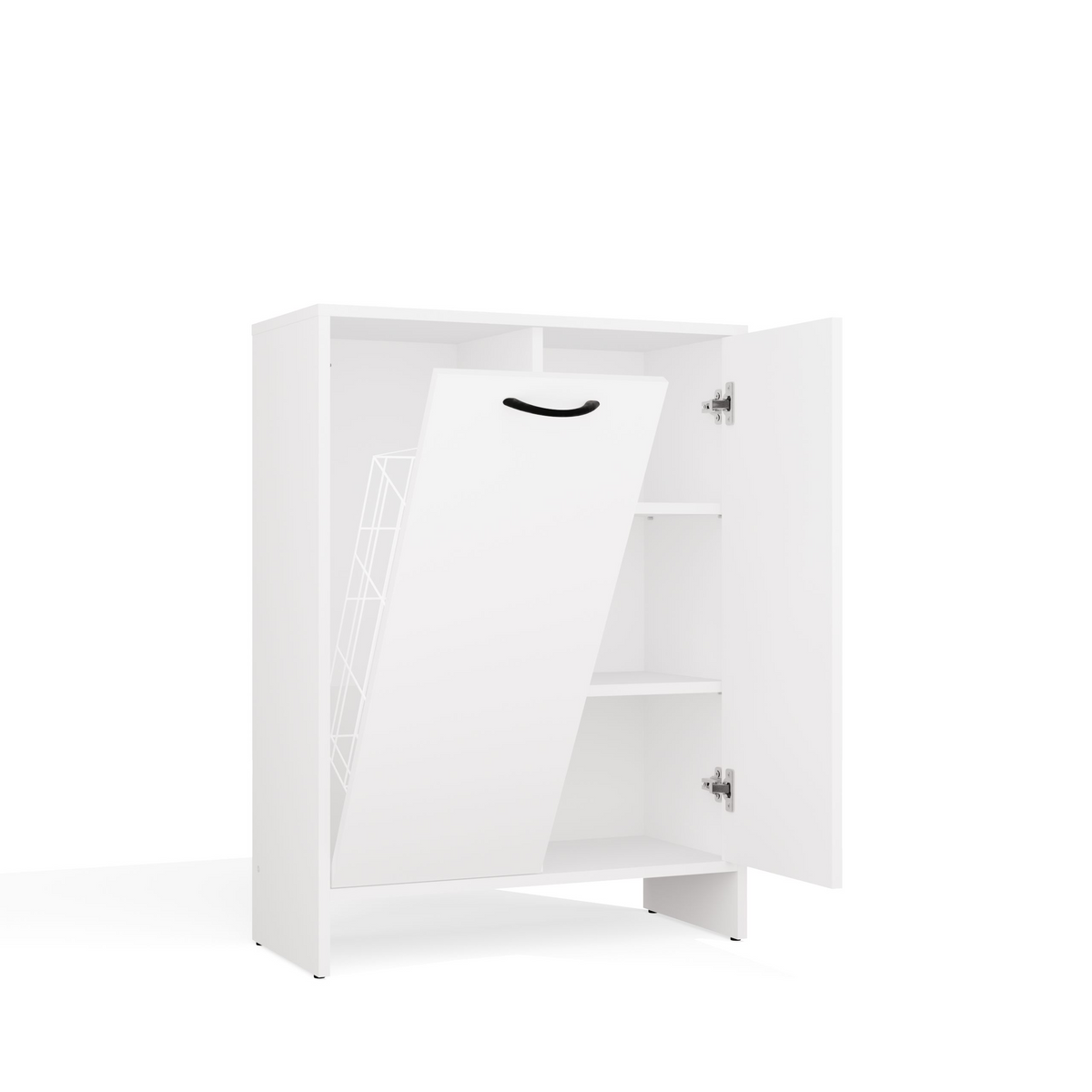NINA 1K1D - Armoire de salle de bain panier à linge 3 étagères et 2 portes