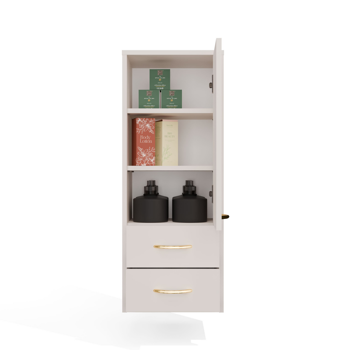 NINA W1D2S - Meuble de salle de bain 3 étagères & 2 tiroirs