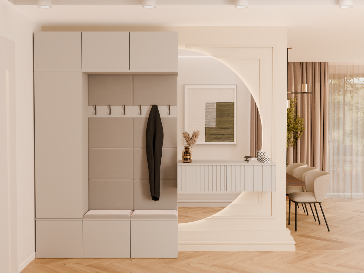HAGA III 1 SZ2W- Ensemble d’entrée avec 1 armoire + 2 porte-manteaux 6 crochets