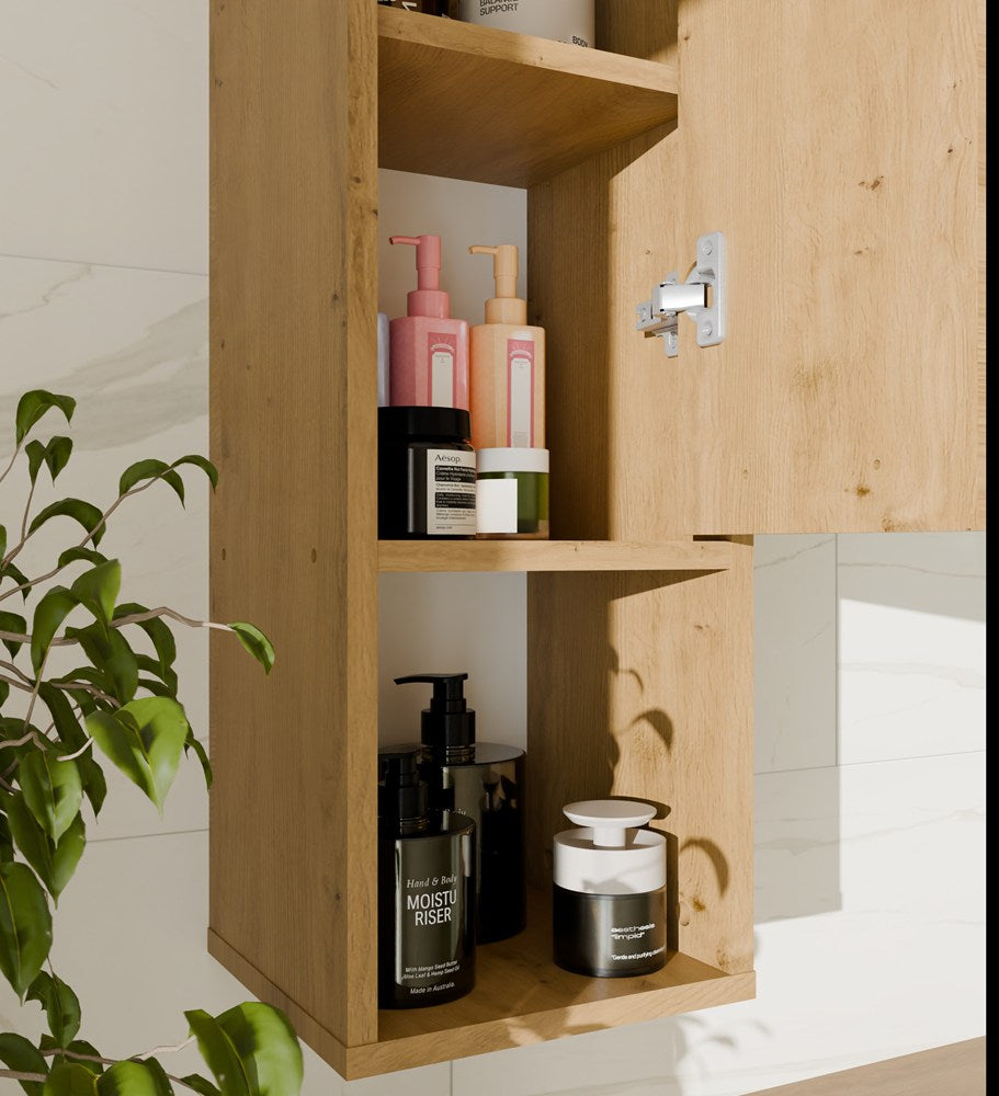 MEXY W1D - Meuble de salle de bain suspendu, 1 porte, 3 étagères