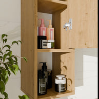 MEXY W1D - Meuble de salle de bain suspendu, 1 porte, 3 étagères