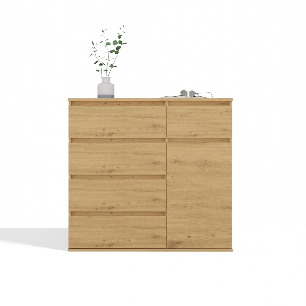 1D5S Commode - 1 porte à 5 tiroirs pour salon, chambre ou chambre d'amis