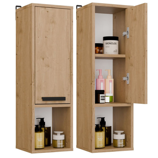 MEXY W1D - Meuble de salle de bain suspendu, 1 porte, 3 étagères