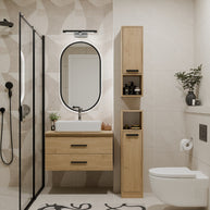MEXY W1D - Meuble de salle de bain suspendu, 1 porte, 3 étagères