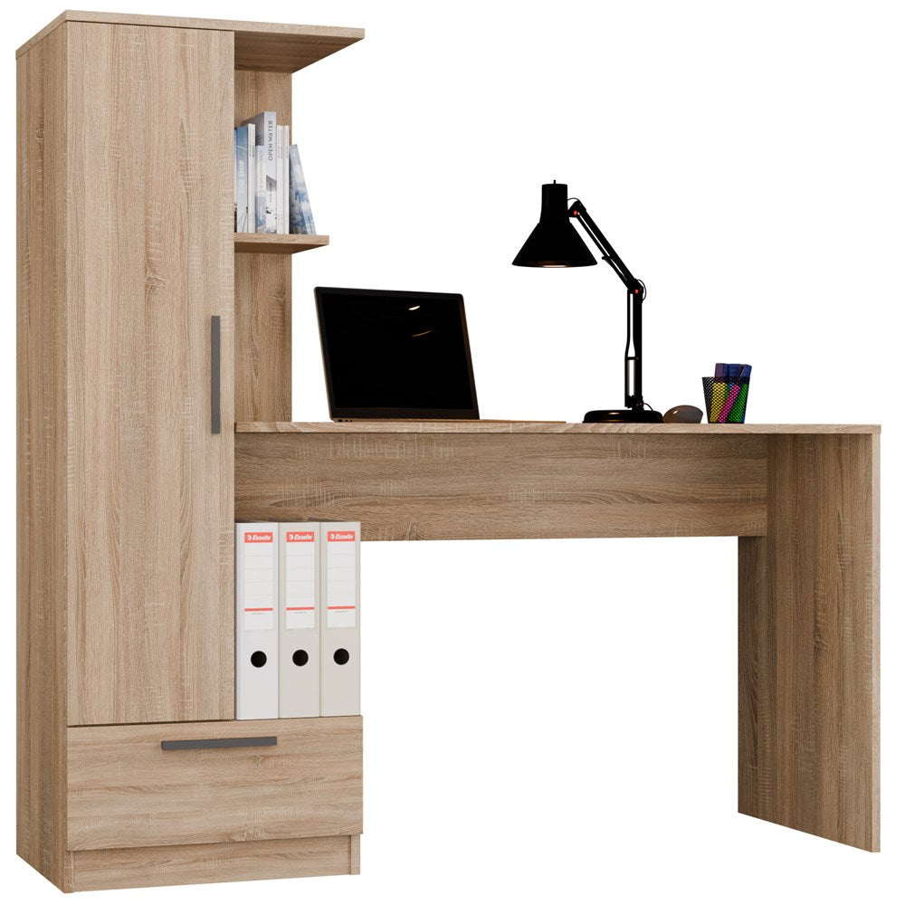 COSMO - Ensemble bureau chêne artisan avec 6 étagères, 1 tiroir et 1 porte