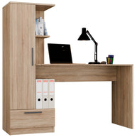 COSMO - Ensemble bureau chêne artisan avec 6 étagères, 1 tiroir et 1 porte