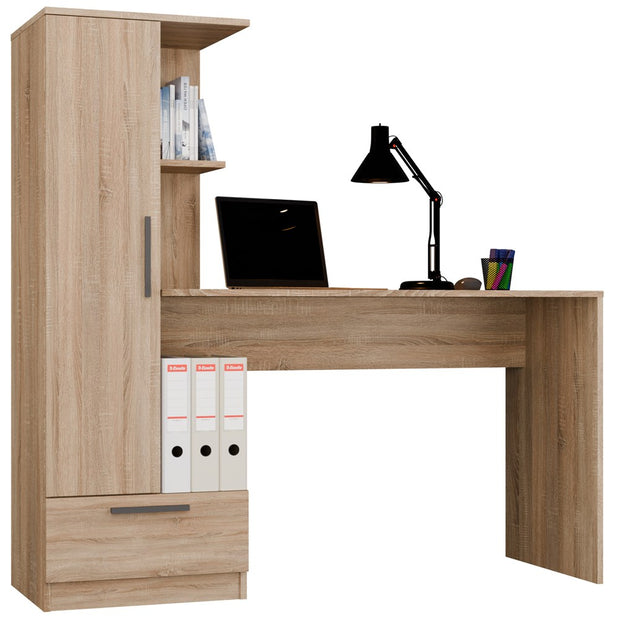 COSMO - Ensemble bureau chêne artisan avec 6 étagères, 1 tiroir et 1 porte