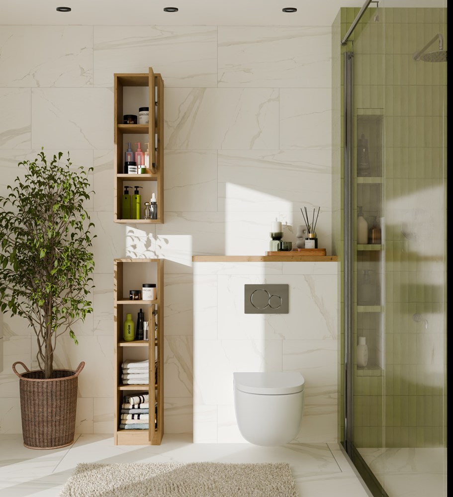 MEXY W1D - Meuble de salle de bain suspendu, 1 porte, 3 étagères
