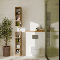 MEXY W1D - Meuble de salle de bain suspendu, 1 porte, 3 étagères
