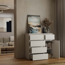 1D5S Commode - 1 porte à 5 tiroirs pour salon, chambre ou chambre d'amis