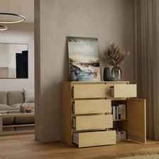 1D5S Commode - 1 porte à 5 tiroirs pour salon, chambre ou chambre d'amis