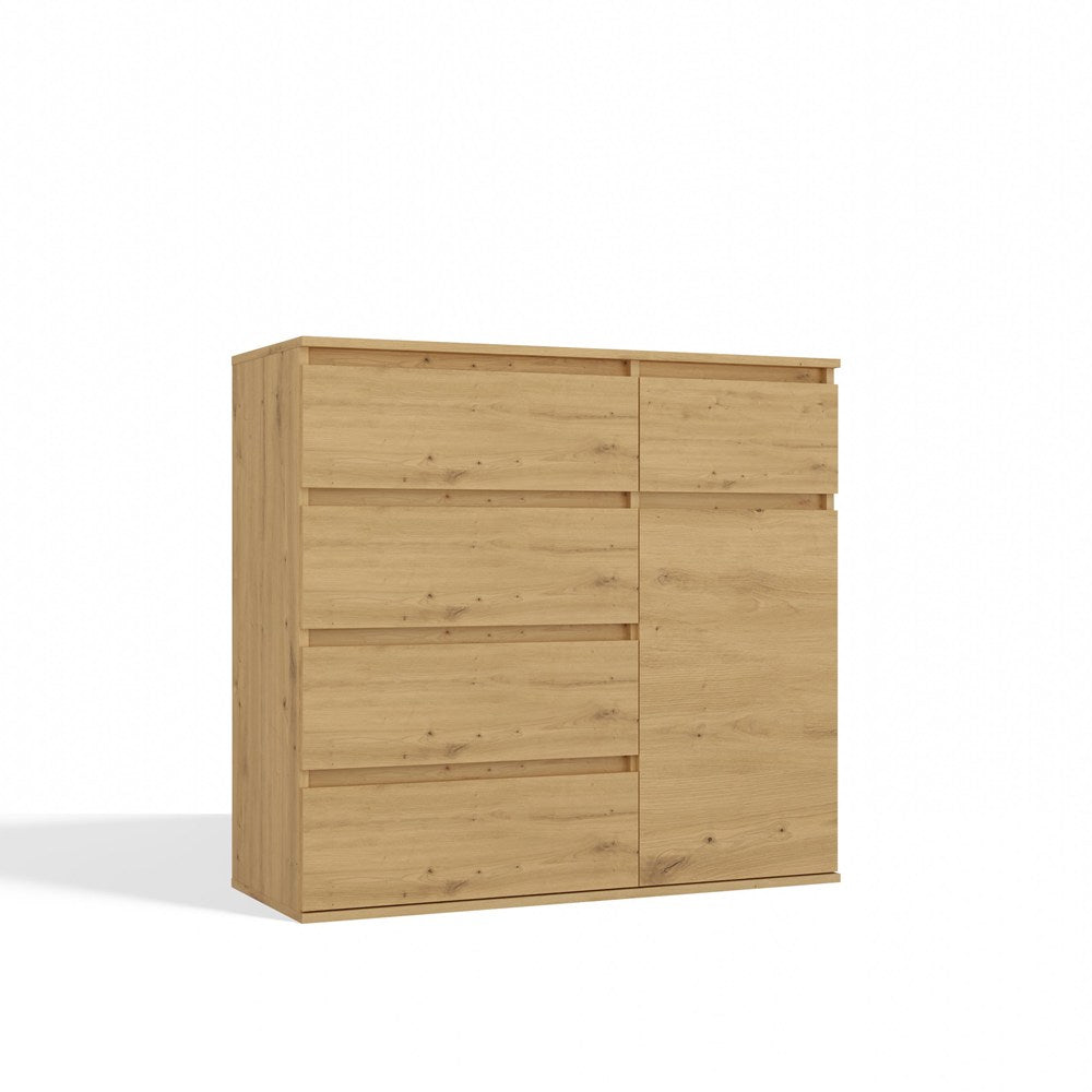 1D5S Commode - 1 porte à 5 tiroirs pour salon, chambre ou chambre d'amis