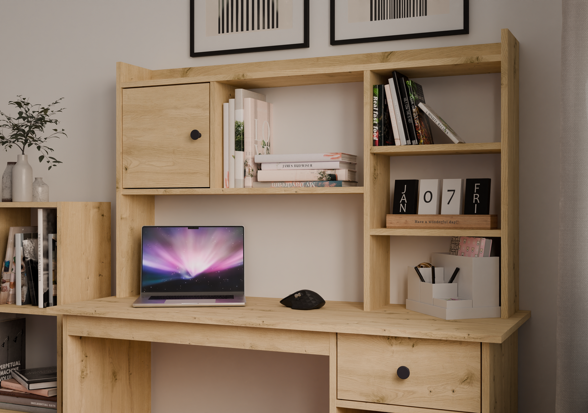 CHESTER - Rangement surélevé de bureau 120 cm - 1 porte étagères pour bureaux
