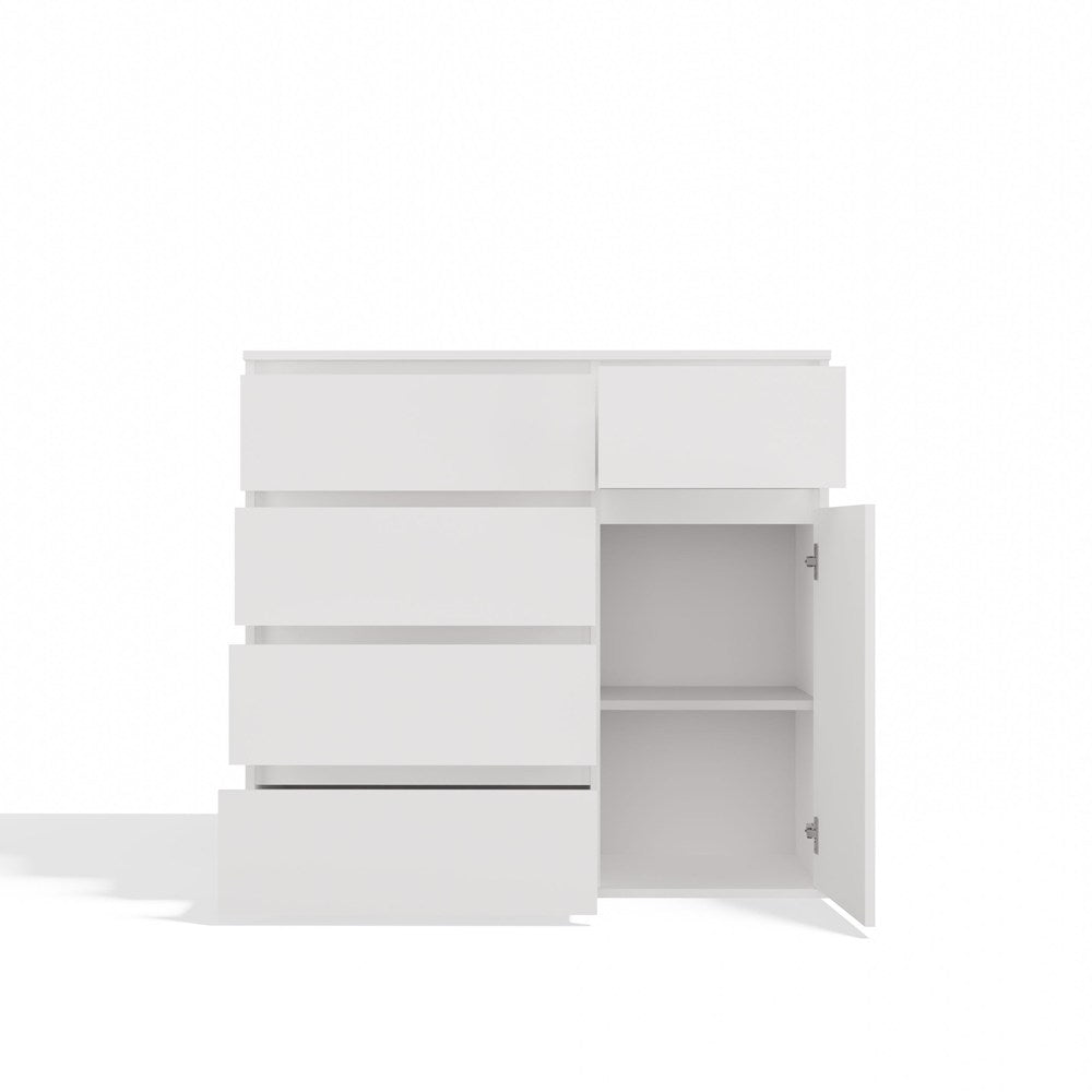 1D5S Commode - 1 porte à 5 tiroirs pour salon, chambre ou chambre d'amis