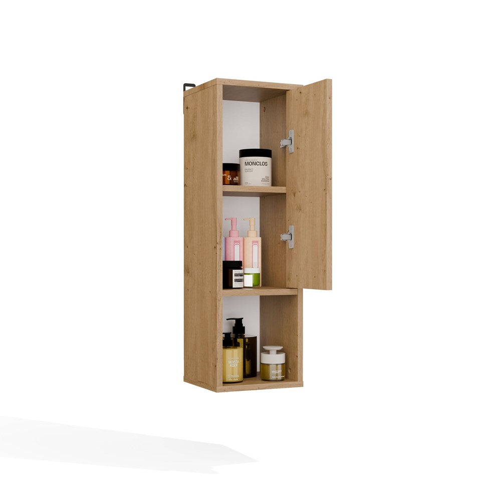 MEXY W1D - Meuble de salle de bain suspendu, 1 porte, 3 étagères