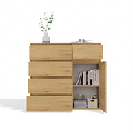 1D5S Commode - 1 porte à 5 tiroirs pour salon, chambre ou chambre d'amis