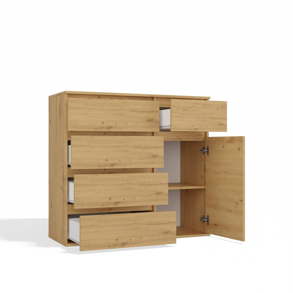 1D5S Commode - 1 porte à 5 tiroirs pour salon, chambre ou chambre d'amis