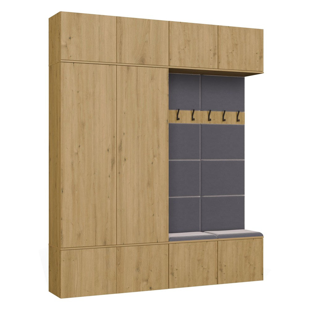 HAGA IV 2SZ2W - Ensemble d’entrée avec 2 armoires + 2 porte-manteaux 6 crochets + banc