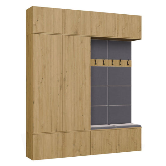 HAGA IV 2SZ2W - Ensemble d’entrée avec 2 armoires + 2 porte-manteaux 6 crochets + banc