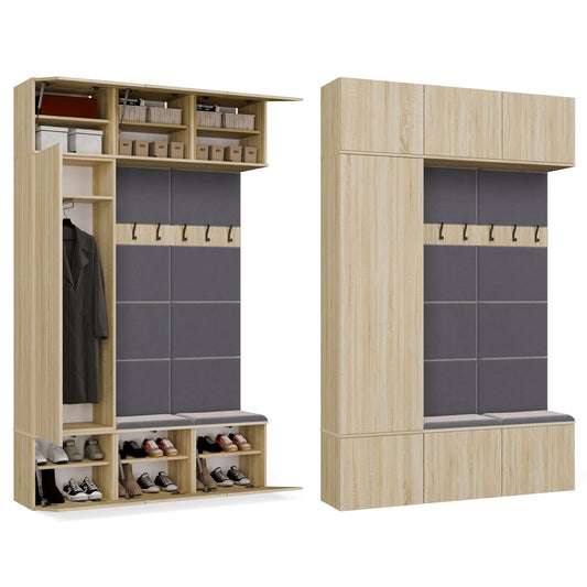 HAGA III 1 SZ2W- Ensemble d’entrée avec 1 armoire + 2 porte-manteaux 6 crochets