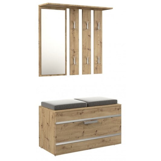 KATHI - Meuble d'entrée miroir + banc