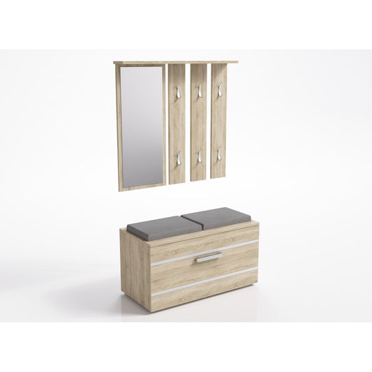 KATHI - Meuble d'entrée miroir + banc