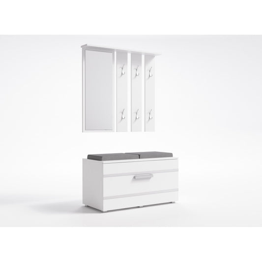 KATHI - Meuble d'entrée miroir + banc
