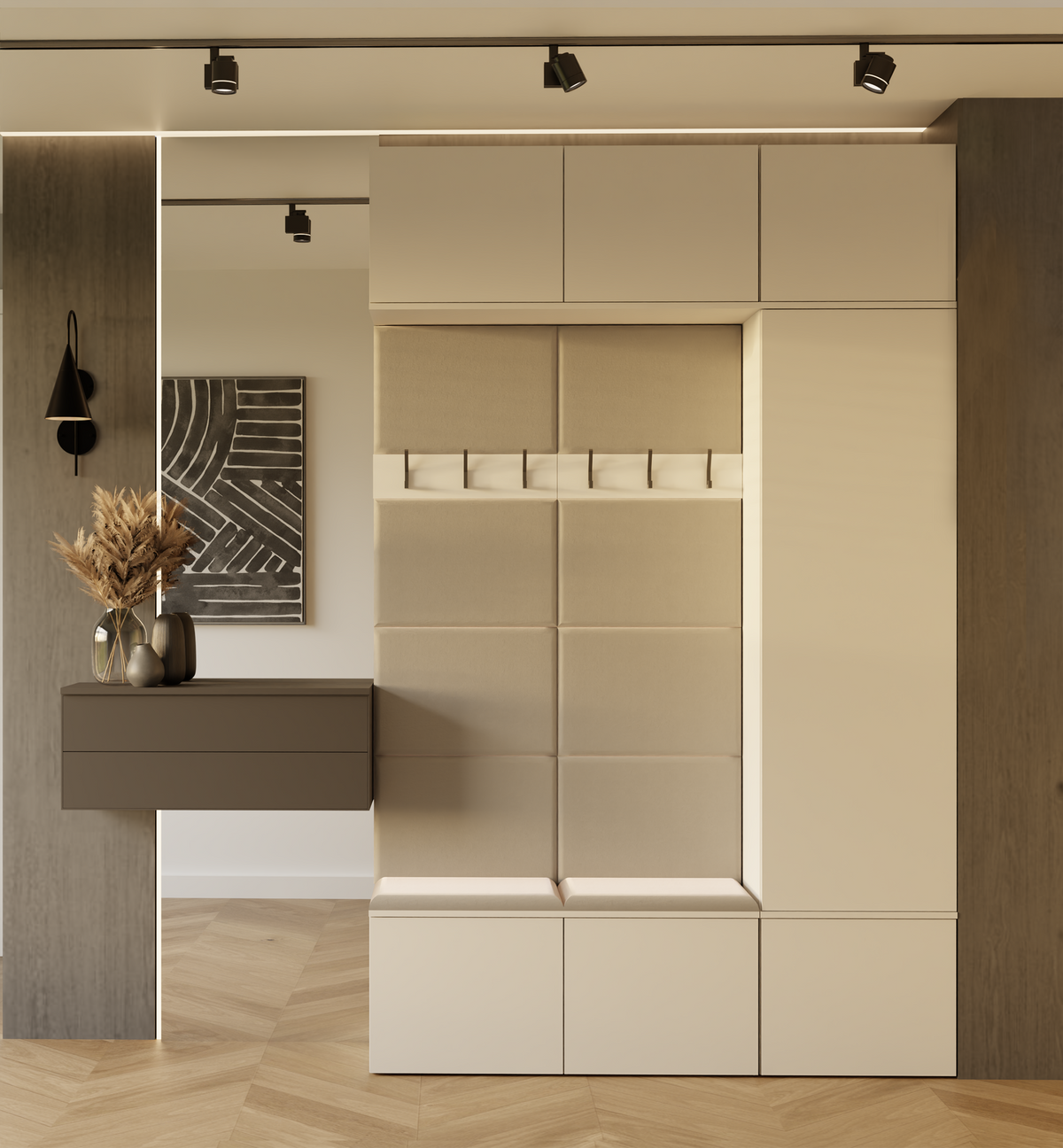 HAGA III 1 SZ2W- Ensemble d’entrée avec 1 armoire + 2 porte-manteaux 6 crochets