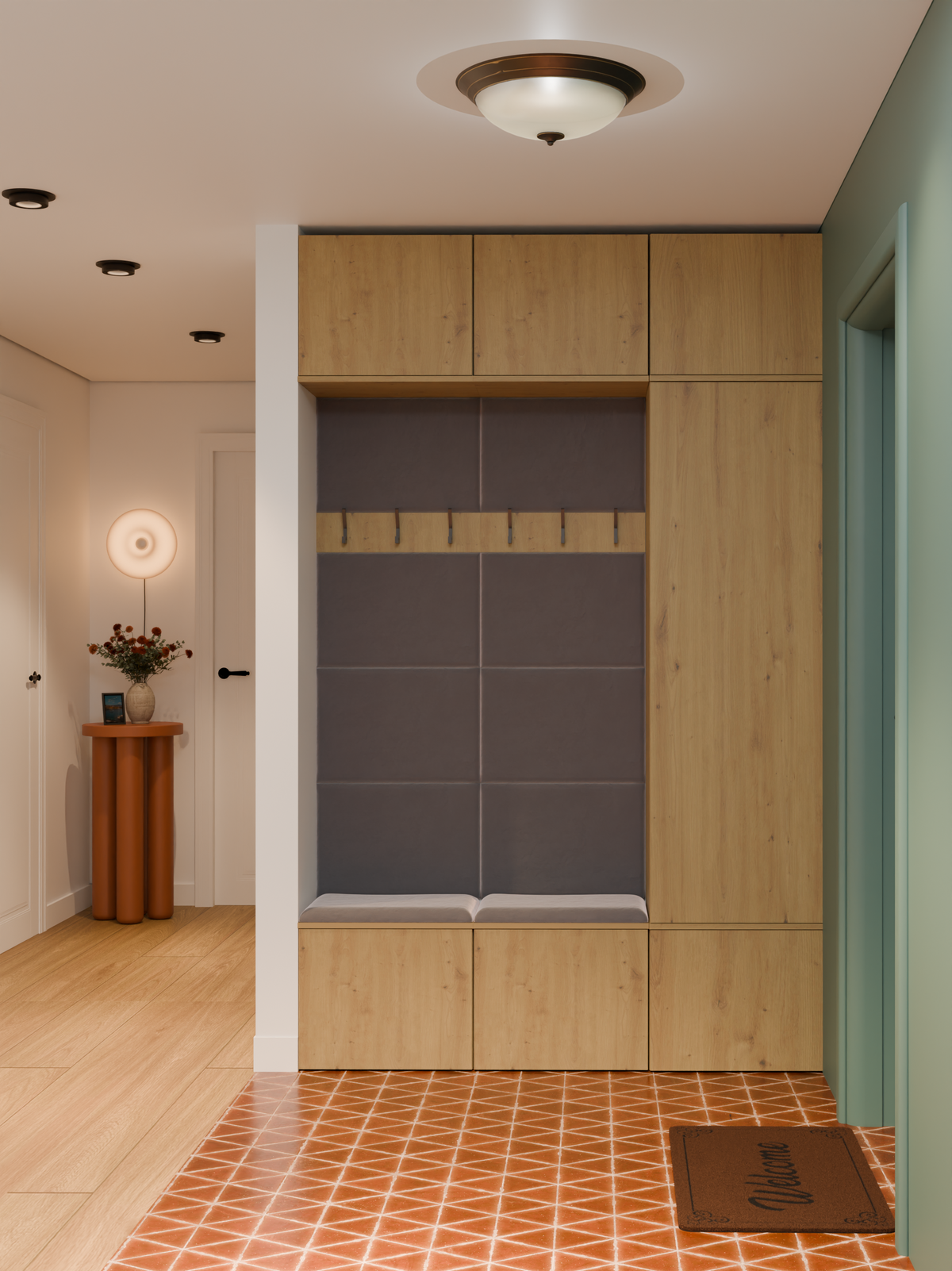 HAGA III 1 SZ2W- Ensemble d’entrée avec 1 armoire + 2 porte-manteaux 6 crochets