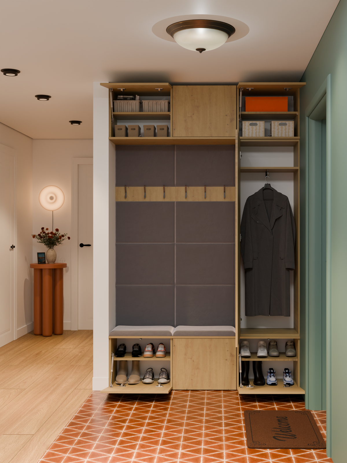 HAGA III 1 SZ2W- Ensemble d’entrée avec 1 armoire + 2 porte-manteaux 6 crochets