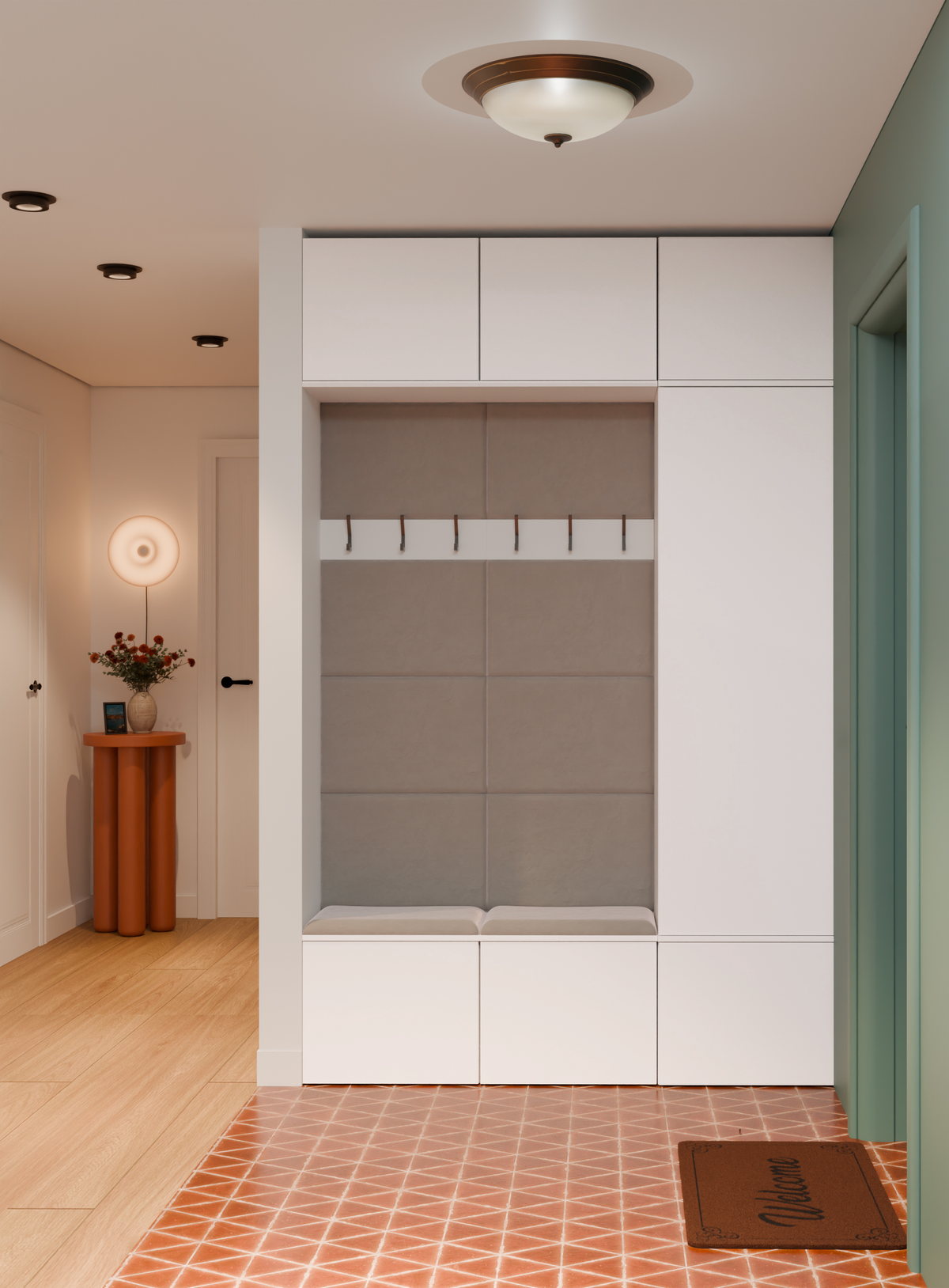 HAGA III 1 SZ2W- Ensemble d’entrée avec 1 armoire + 2 porte-manteaux 6 crochets