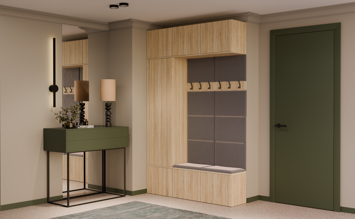 HAGA III 1 SZ2W- Ensemble d’entrée avec 1 armoire + 2 porte-manteaux 6 crochets