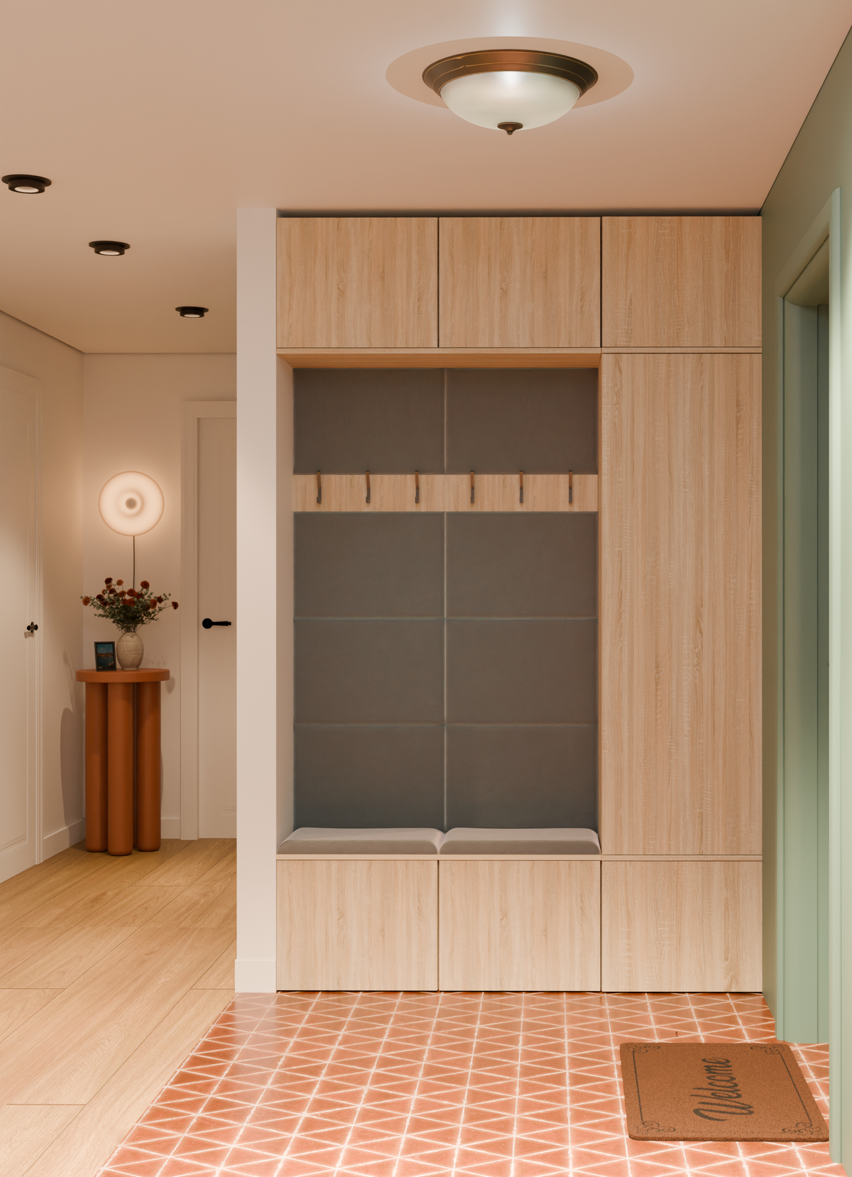 HAGA III 1 SZ2W- Ensemble d’entrée avec 1 armoire + 2 porte-manteaux 6 crochets