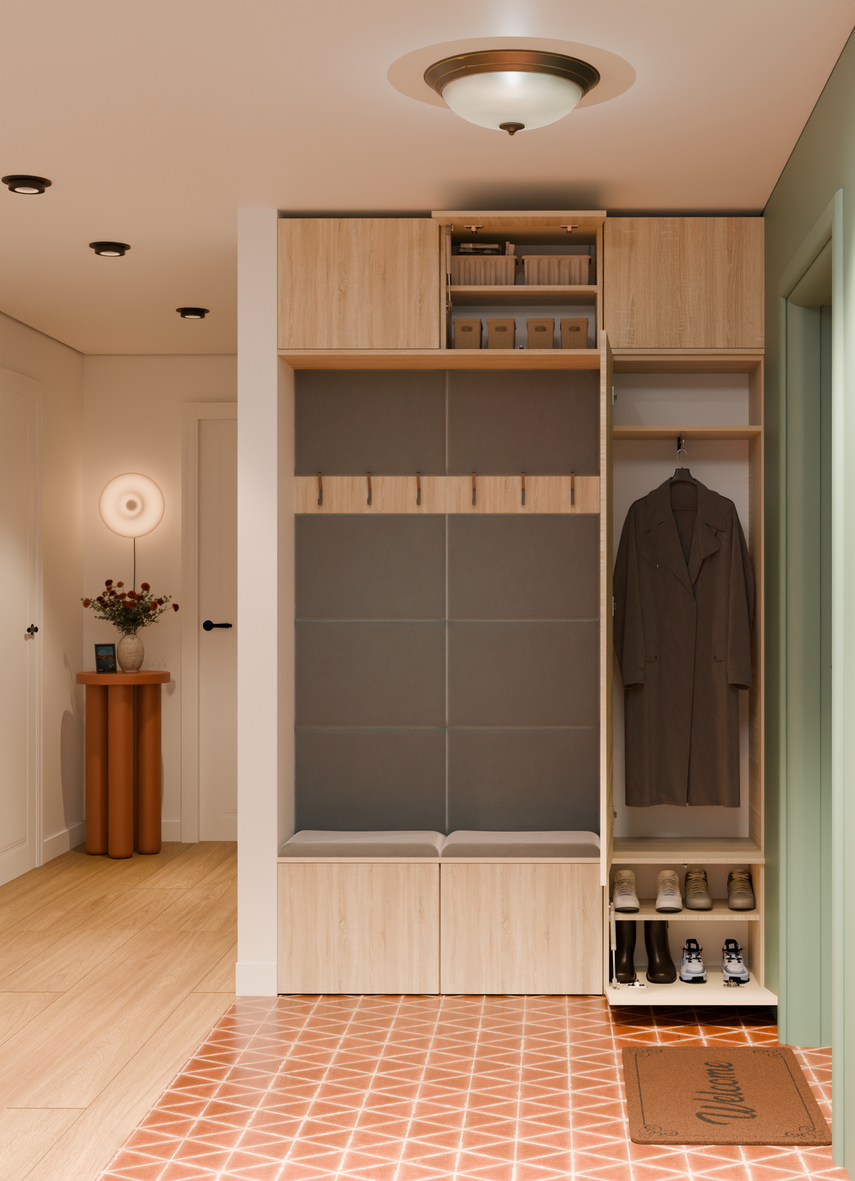 HAGA III 1 SZ2W- Ensemble d’entrée avec 1 armoire + 2 porte-manteaux 6 crochets