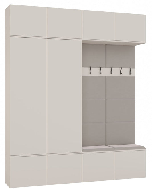 HAGA - Ensemble d’entrée avec 2 armoires + 2 porte-manteaux 6 crochets + banc