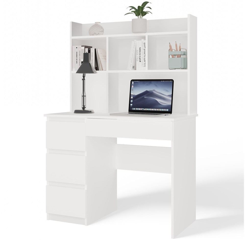 MIJAS - Bureau 4 tiroirs et 4 étagères gauche