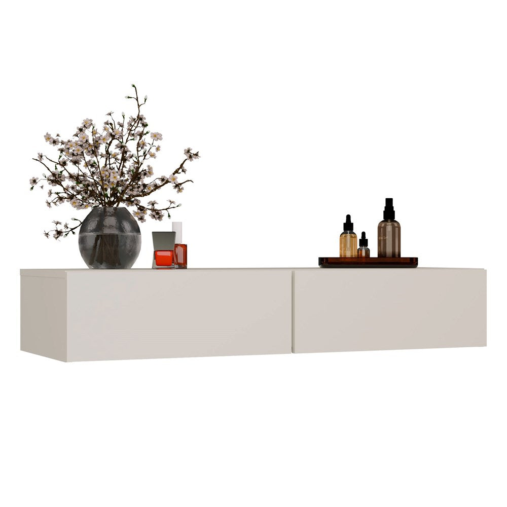 MIKA - Coiffeuse murale 2 tiroirs