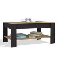 OHIO - Table Basse Chêne Artisan Noir avec Étagère