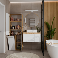 NEL 1K DD - Armoire de salle de bain avec panier à linge