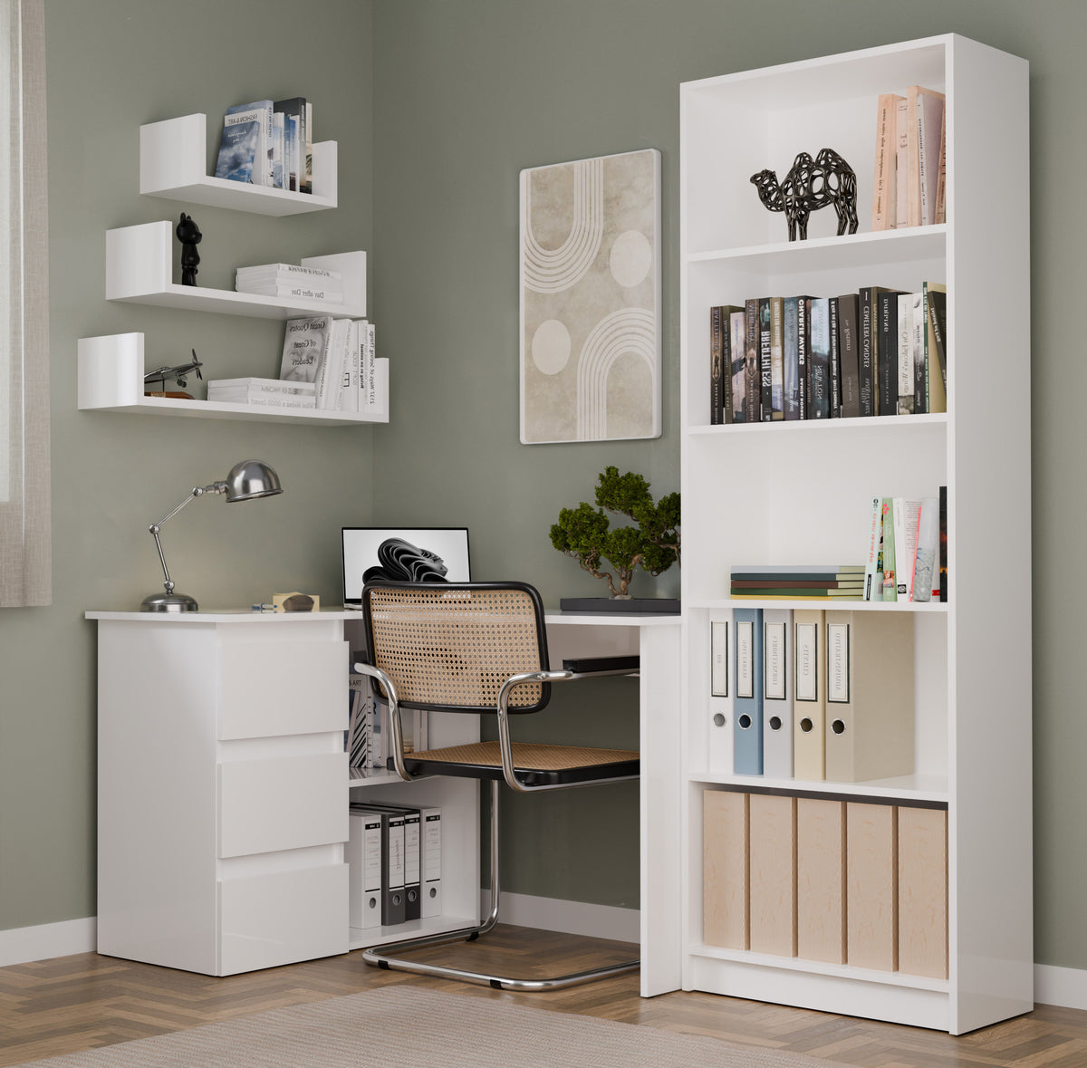 NICEA GAUCHE Bureau d’angle avec 3 tiroirs