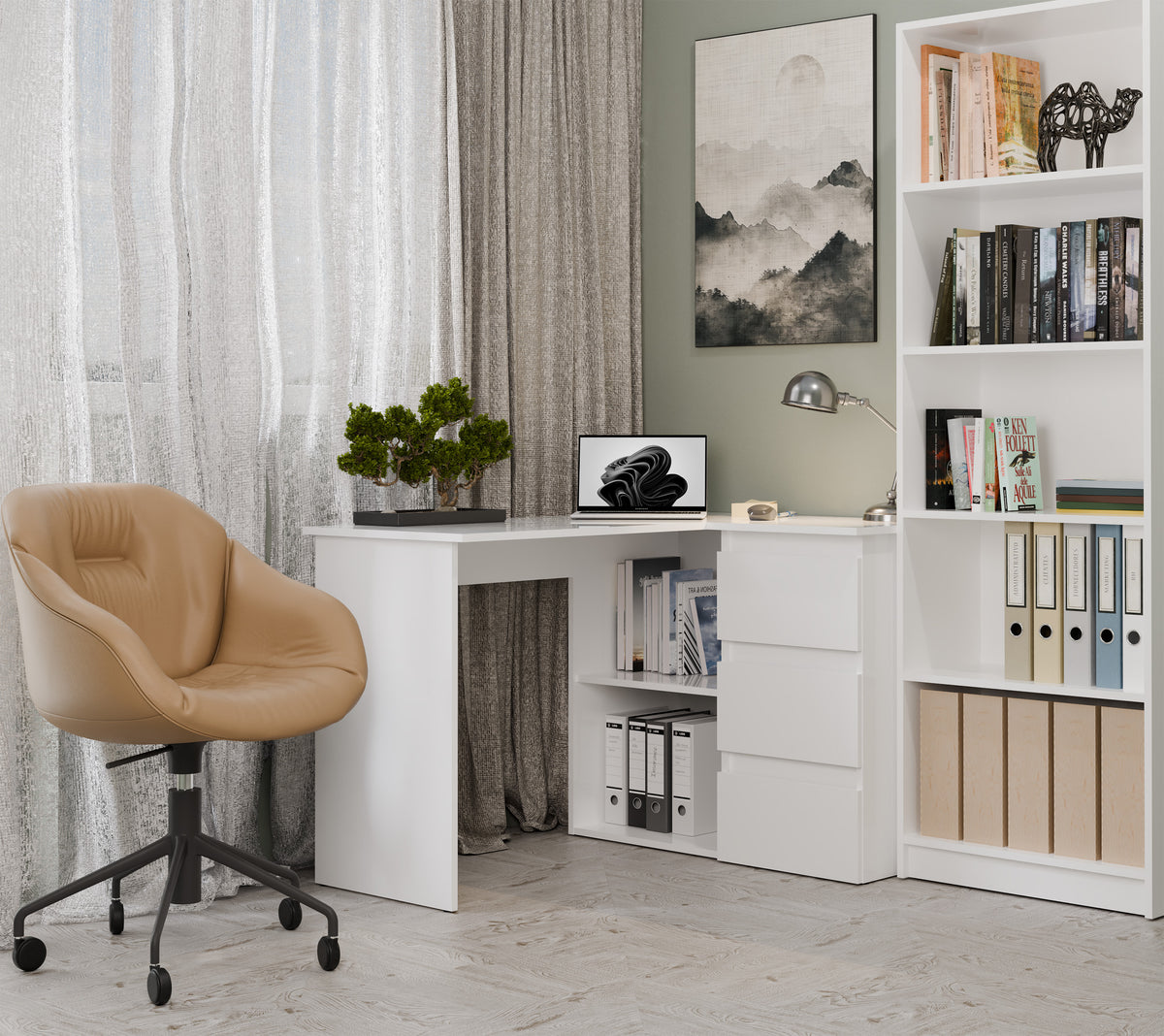 NICEA DROIT Bureau d'angle avec 3 tiroirs