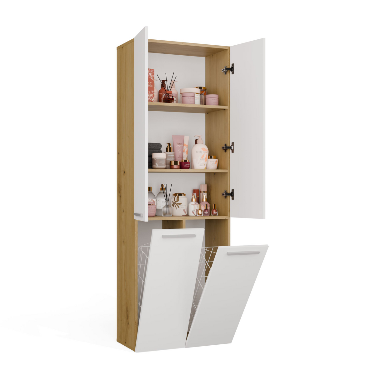 NEL 2K DD - Armoire de salle de bain 2 paniers à linge